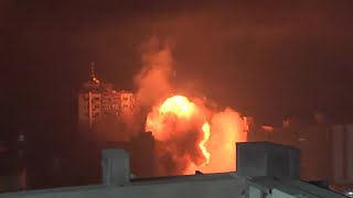 Explosions as Israel Strikes Gaza, Building Collapses