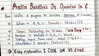 Find Average of three numbers using C program | Practice question of operator | easy explanation