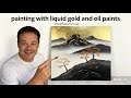 How To Paint GOLD LEAF Oil Painting 673 Bob Ross Art Style Relaxing ASMR