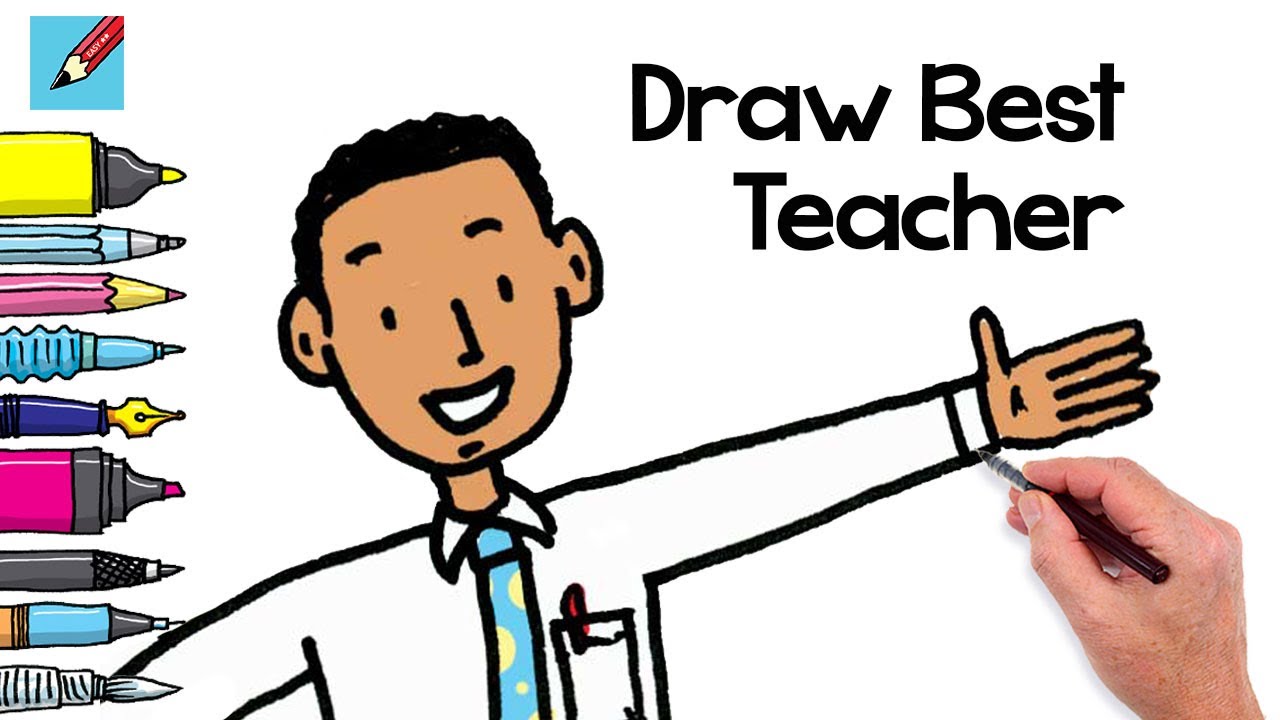 How To Draw a School Teacher | Teacher Drawing Easy | Teacher teaching in  class - YouTube