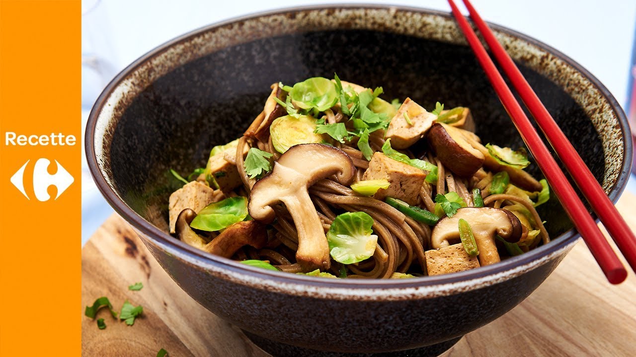 Nouilles soba épicées à l'ail et aux bok choy poêlés - Avoine Cuisine