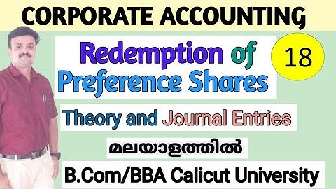 Redemption of Preference Shares/Corporate  Accounting/ Malayalam
