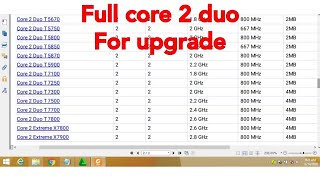 Tabel Upgrade Prosesor Laptop core 2 duo | intel core 2 duo