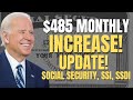 $485 PER MONTH INCREASE For Social Security Beneficiaries Update | Social Security, SSI, SSDI