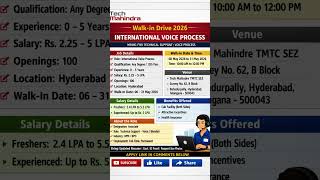 Urgent Hiring Started in Tech Mahindra |Walkin Drive |Apply Now #job #freshersjobs #jobalert