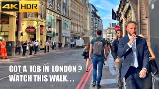 How Londoners go to Work | London Rush Hour Walk | Walking in London's Financial District [4K HDR]