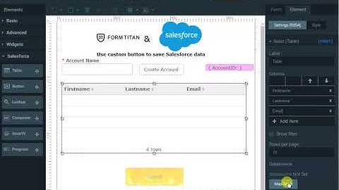Use custom button on a form to create a Salesforce account and after add contacts to it