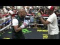 Floyd mayweather jr padwork with roger mayweather and nate jones