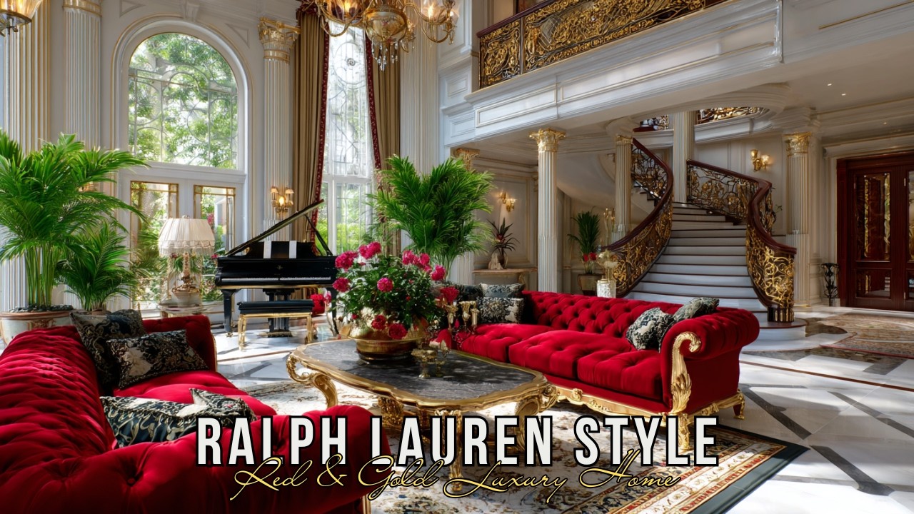Интерьер дома в красно-золотых тонах, вдохновленный работами Ральфа Лорена 🏛️✨ | Роскошный дизайн...