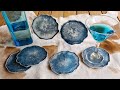 #895 Blue And Silver Geode Resin Coasters Using My Home Made Silicone Mold