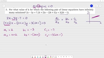 For what value of k for which the  pair of linear equations have infinitely many solutions? 2x-3y=7