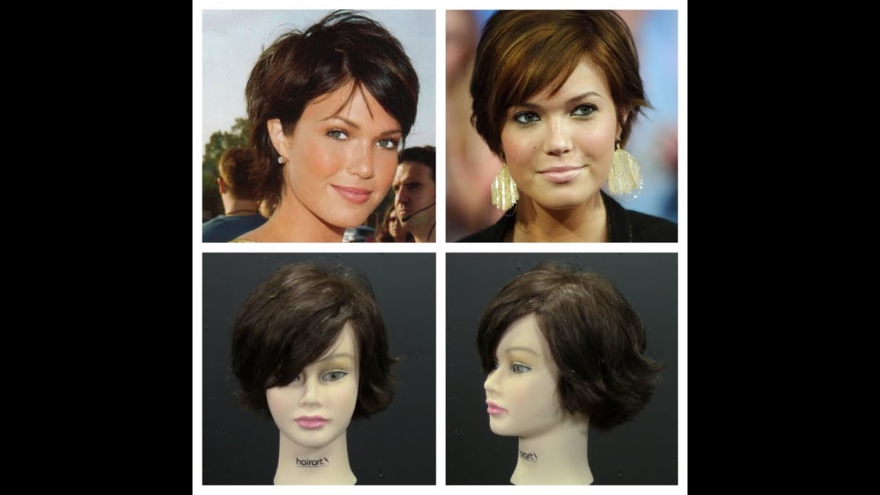 Mandy Moore's simple medium length hairstyle with layers and side bangs