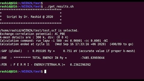 RV02: Extract key information after SCF calculation in WIEN2k