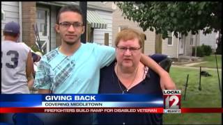 Firefighters build ramp for disabled veteran