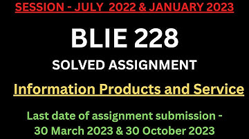 BLIE 228 Solved assignment 2022-2023 | BLIE 228 ignou solved Assignment 2022-23 | Library ignou pdf