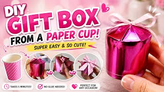 3 Easy Creative Paper GIFT BOX Ideas/ DIY Cup Box & Origami Bow🎀Fun Crafts for Birthday!
