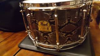 PEARL VINNIE PAUL PANTERA SIGNATURE RATTLESNAKE SNAKE SKIN SNARE DRUM UP CLOSE VIDEO REVIEW