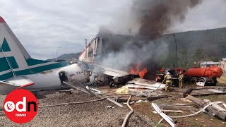 Russian plane bursts into flames after emergency landing