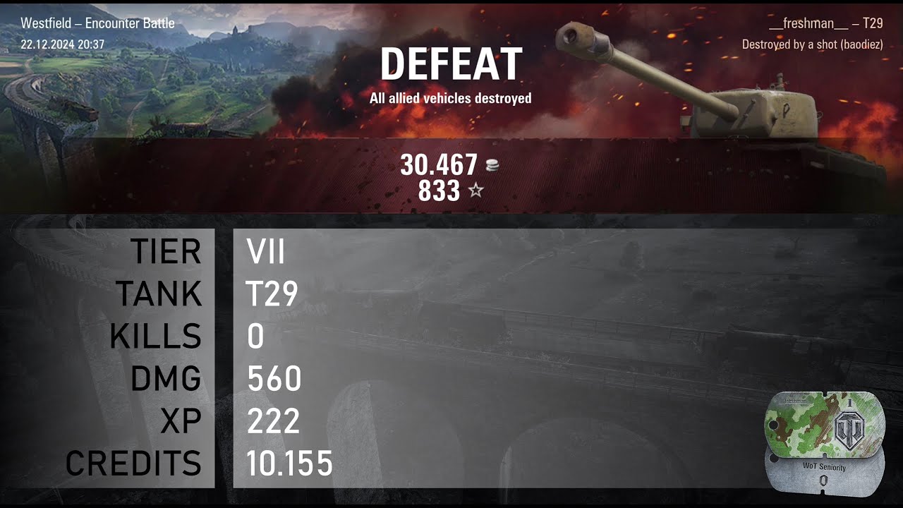 [1511] T29 / 0 kills / 560 dmg / 222 xp / 10.155 credits || World of Tanks