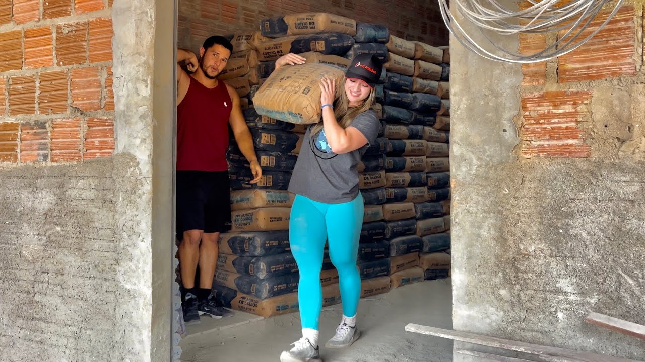 LEÔNCIO DESAFIA THAMIRES CARREGAR 10 SACOS DE CIMENTO | THAMIRES THUANNY