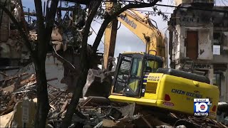 Demolition underway after massive apartment fire in Miami