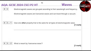 AQA GCSE Combined Science Physics (2024) - Paper 2: Higher Tier Past paper Question 3 Waves