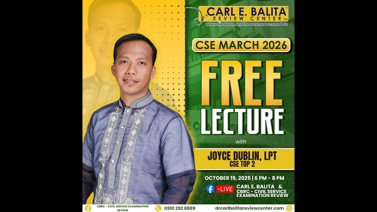 FREE LECTURE with CSE Top 2, Joyce Dublin, LPT!