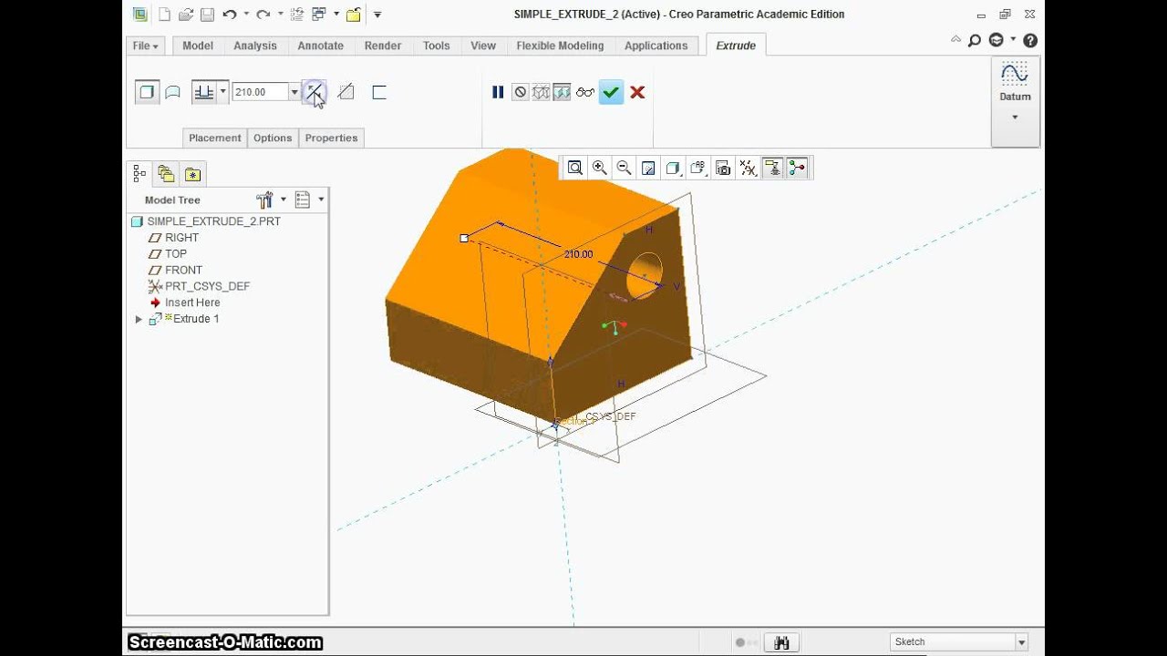 Creo Tutorial 1 Simple Extrude YouTube