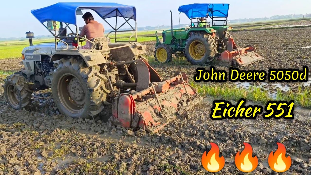 💪💪Eicher 551 4wd vs John deere 5050d 4wd Open challenge 💪💪