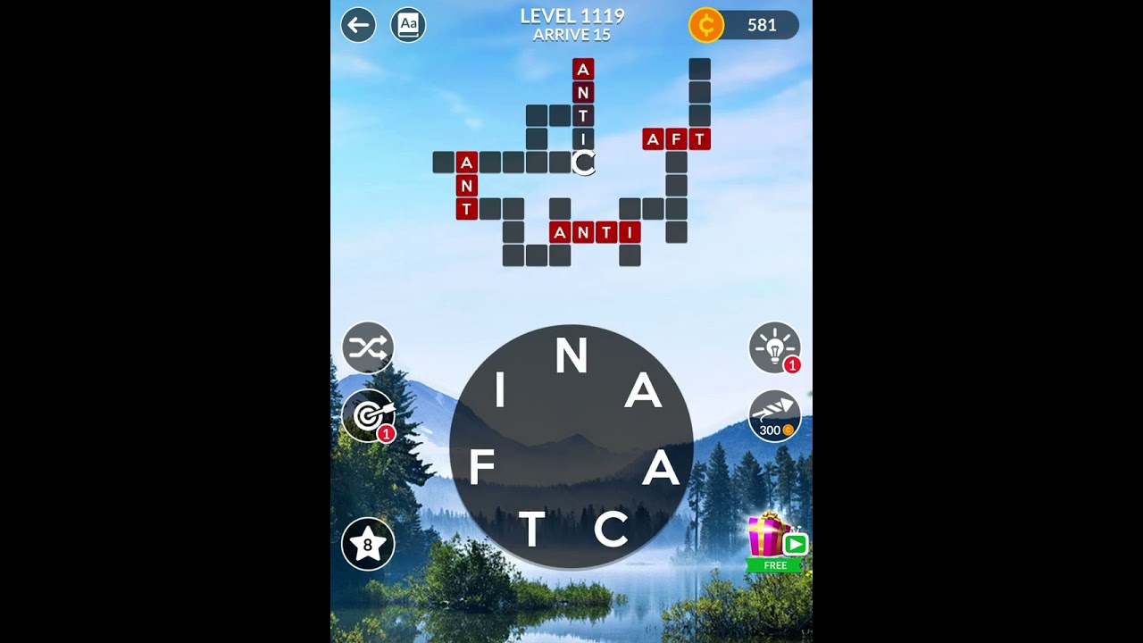 Wordscapes Level 1119 Arrive 15