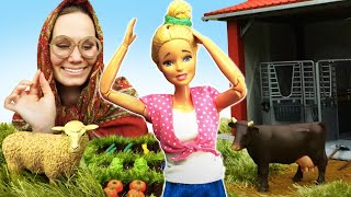 Видео про куклы и игры для девочек. Баба Маня и Кукла Бабри уехали в деревню и не скучают!