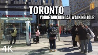 TORONTO DOWNTOWN YONGE and DUNDAS WALKING TOUR 4K