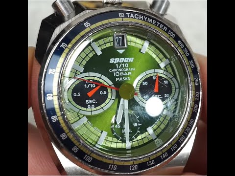 PULSAR（by SEIKO） RARE PULSAR By SEIKO Chronograph Blue & Gold Tone 38MM YM92