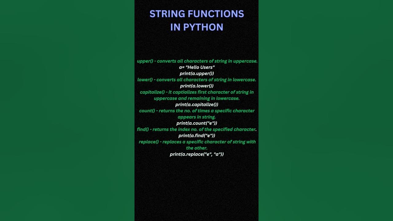 String functions in python #programming #python #coding #learning - YouTube