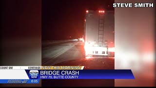 Crash blocks Highway 70 at West Branch Feather River Bridge near Lake Oroville