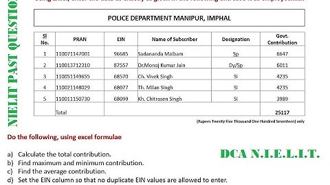 Excel - NIELIT DCA Practical Question. | Data Validation to avoid duplicate Entry.