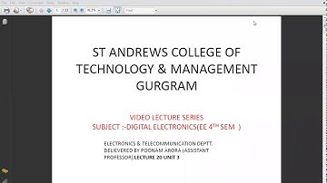 SAITM B.TECH EE SEM 4 DIGITAL ELECTRONICS  UNIT 3 LECTURE 20