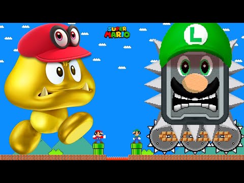 Mario controls Mega Goomba Gold vs Mega Thwomp Luigi Calamity | Game Animation