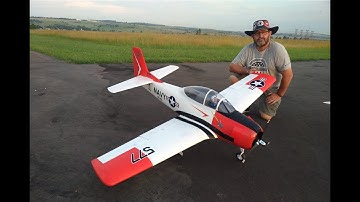 Giant T-28 2m Foam Trojan with sound box at Irene Radio Flyers (1080HD)