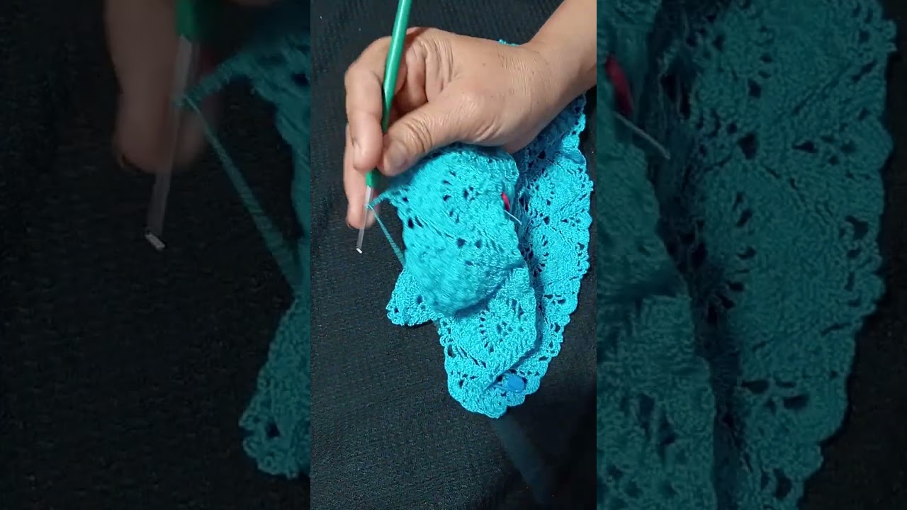 คลิปที่ 8 เสื้อถักลายนกยูงแยกมุมผักด้วยไหมเส้น 18 เข็มเงินเบอร์ 6.10