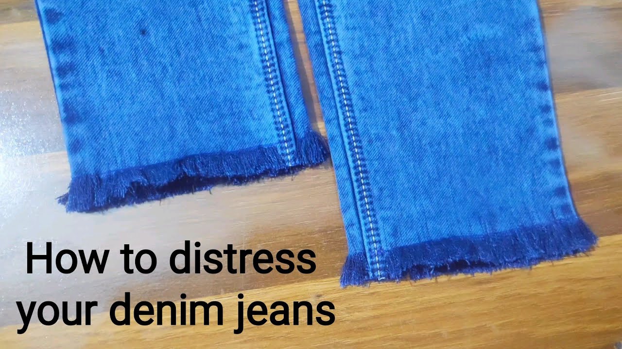 How to distress your denim jeans - YouTube