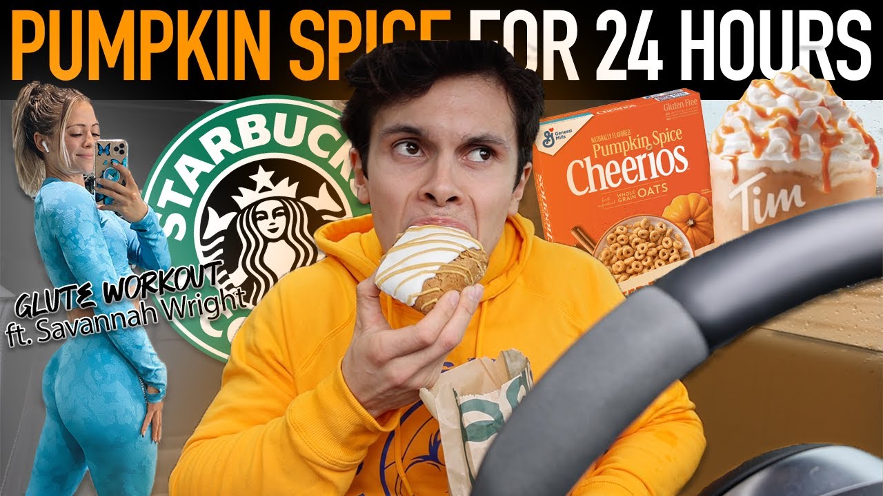 Only Eating Pumpkin Spice Foods For 24 HOURS | Pumpkin Spice Mac & Cheese Taste Test + Booty Workout