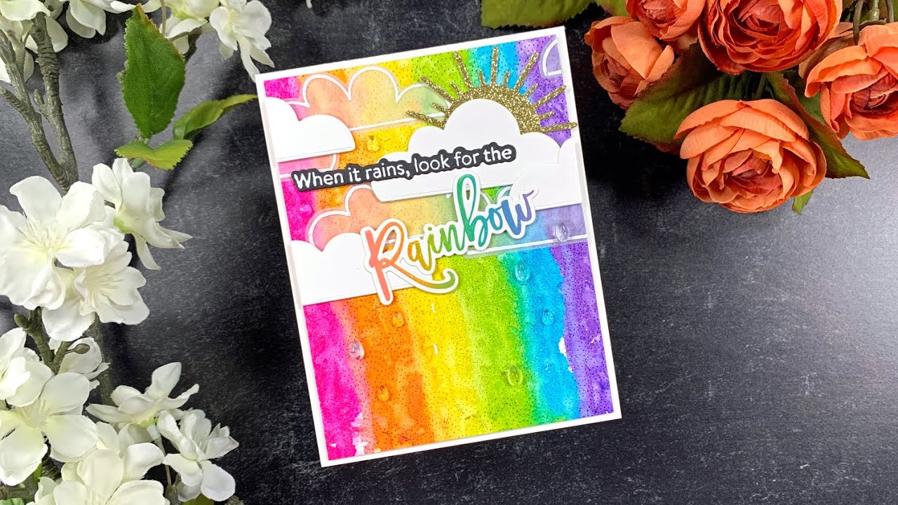 Rainbow Watercolor Background Card Using 3 Distress Spray Stains - YouTube