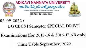 aknu 1st Sem SPECIAL DRIVE Examinations Time Table September, 2022