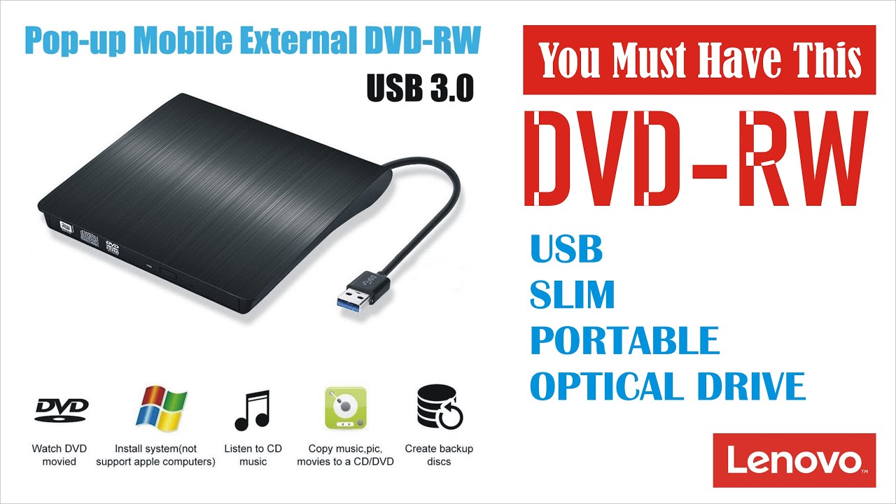  Ultra Slim USB 3.0 Pop-Up External CD/DVD/BD Optical