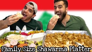 Arab Brothers having a Lebanese Chicken Shawarma Platter (Mukbang 먹방) - Arabic Food Eating Show