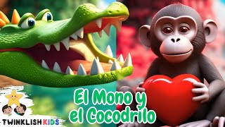 Spanish Kids Stories | 🐒🐊 El Mono y el Cocodrilo - Historias de Panchatantra - TWINKLISH KIDS