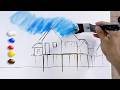 How to paint stilt houses in the sea in acrylics  timelapse  jmlisondra