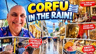 🌧️ CORFU IN THE RAIN! ☔ Dodging the Downpour, Museums, Packed Buses & SWEET Treats!