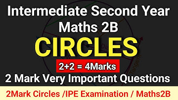 Class12 Circles: VERY IMPORTANT 2 MARK QUESTIONS | Maths2B Circles: 2Mark Questions